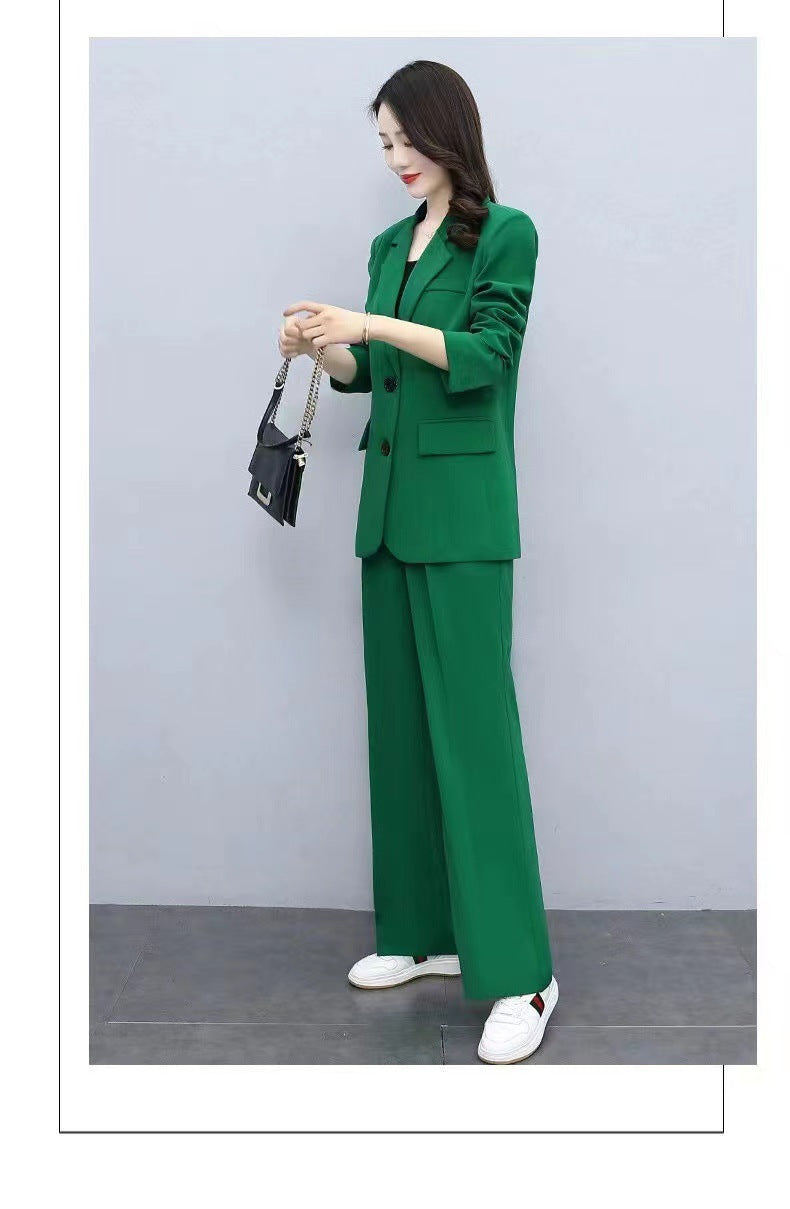 Tailleur pantalon deux pièces pour femme à jambes larges