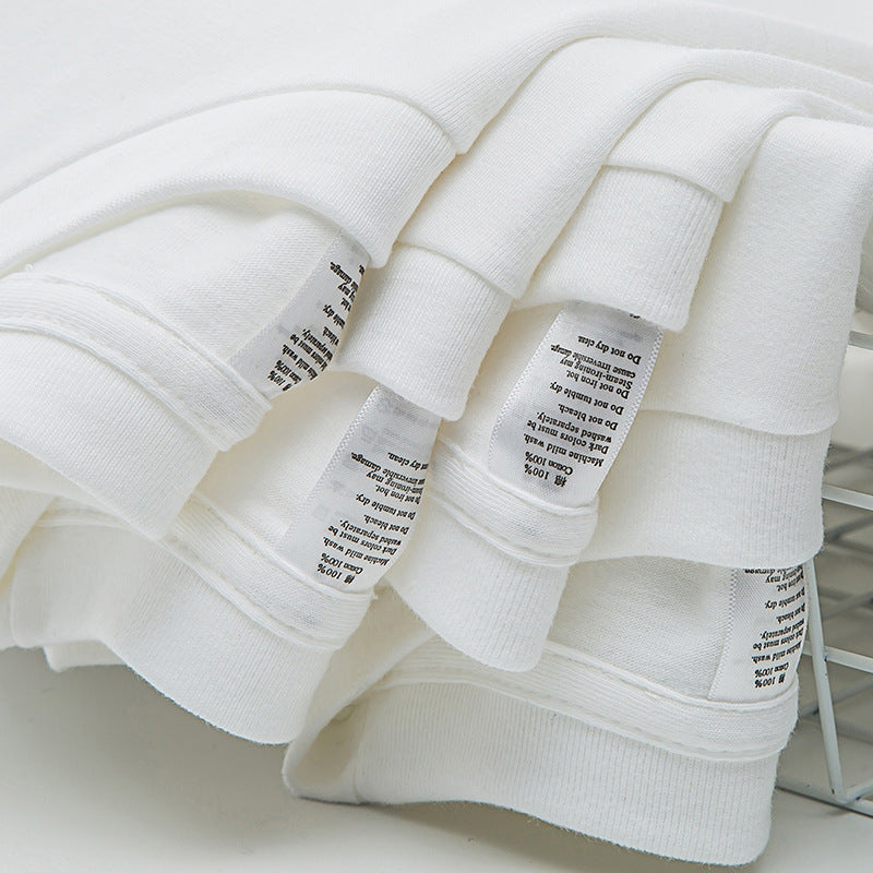 Heavy Industry White Cotton Small Neckline T-Shirt