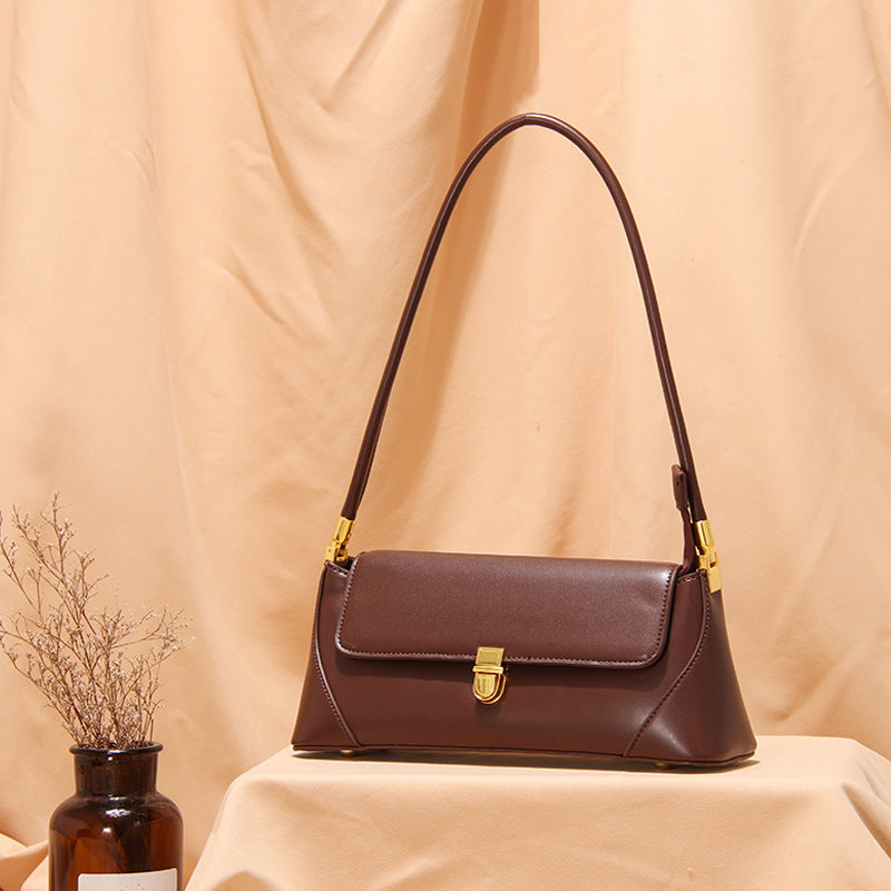 Sac à bandoulière en PU style baguette rétro pour femme, taille moyenne