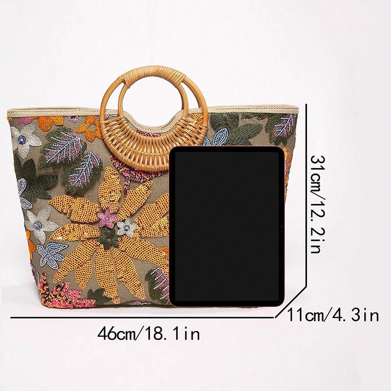Women's Large Capacity Orange Vintage Travel Shoulder Bag