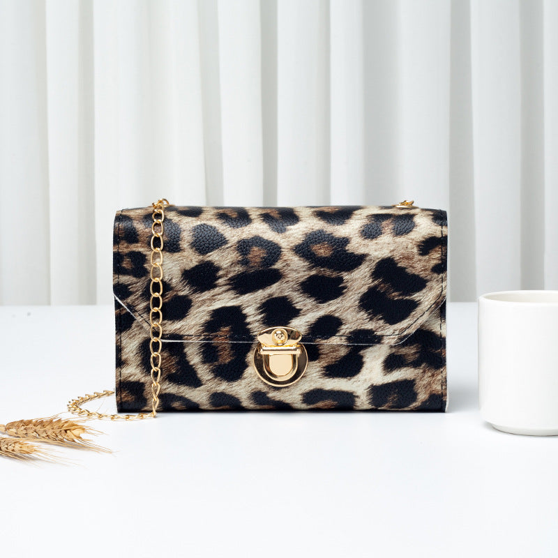 Petit Sac à Bandoulière Carré Imprimé Léopard Serpent