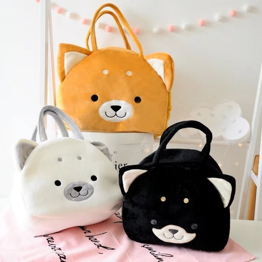 Cartoon Three-color Akita Shiba Inu Plush Hand Bag