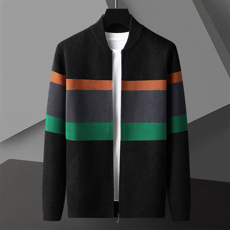 Mens Knitted Cardigan Sweater Jacket for Spring and Autumn