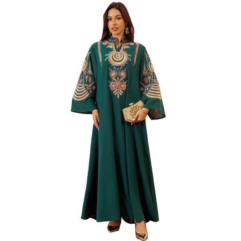 Women's Embroidered Rope Embroidered Muslim Pullover Dress
