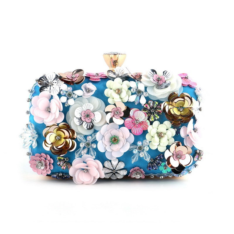 Pochette de Soirée Élégante pour Femme, Sac à Main en Bleu, Noir, Abricot