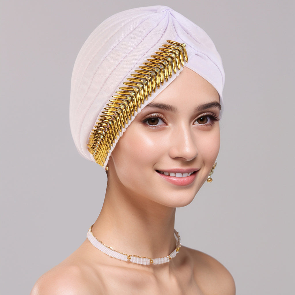 Turban plissé à strass pour femmes, bonnet élastique, foulard de Ramadan, bonnet chimio, chapeau africain
