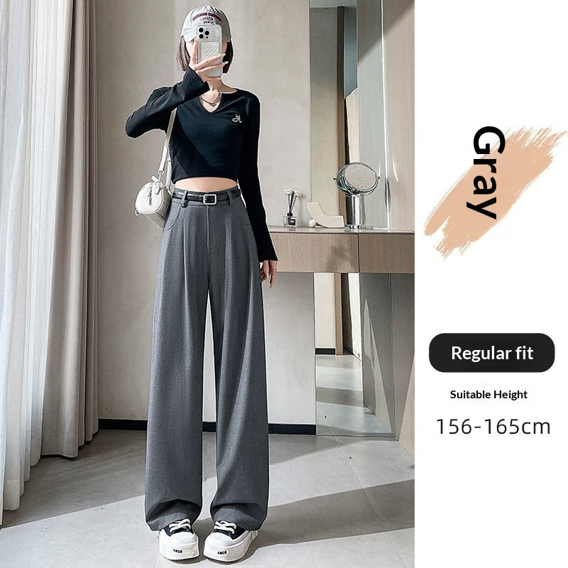 Spring Autumn High-End Loose Straight-Leg Pants for Slimming and Hip Coverage