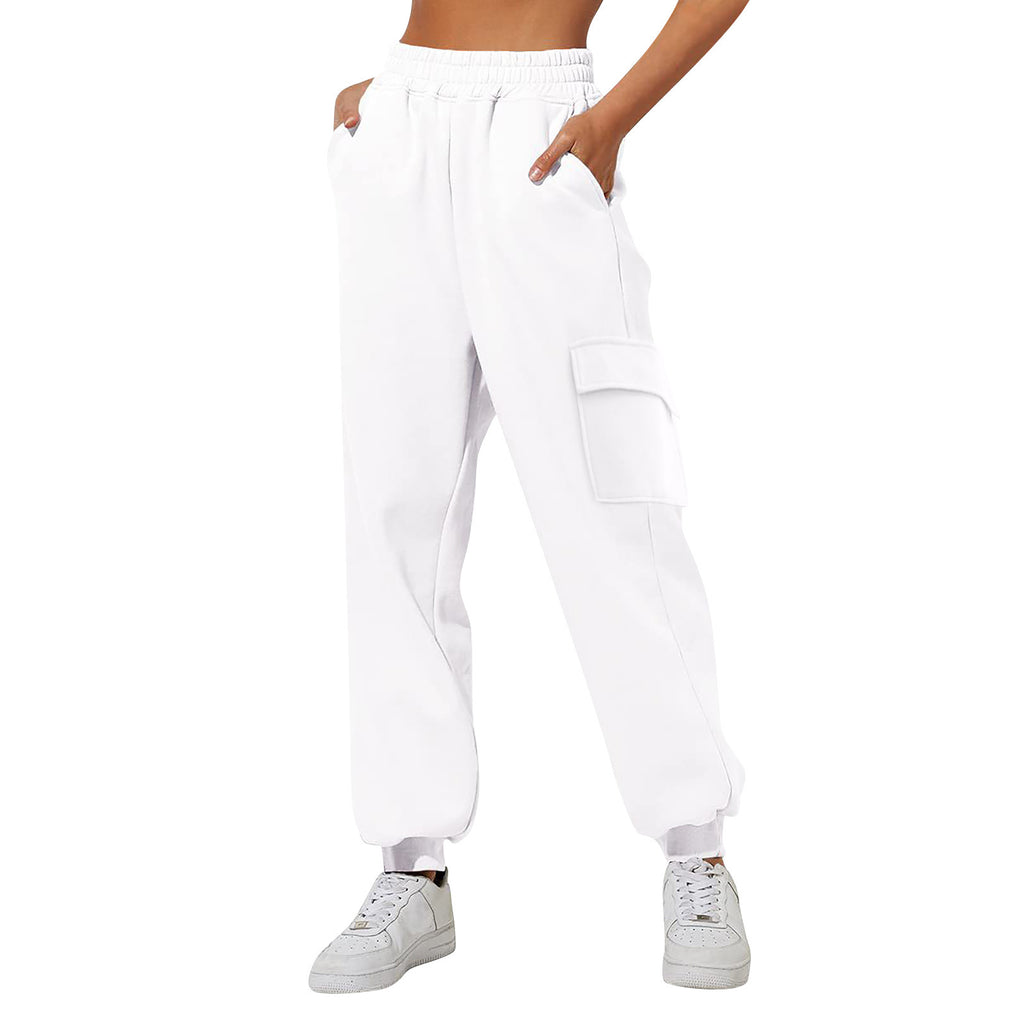 Pantalon de jogging femme taille haute ample en velours matelassé - Vêtement de sport confortable
