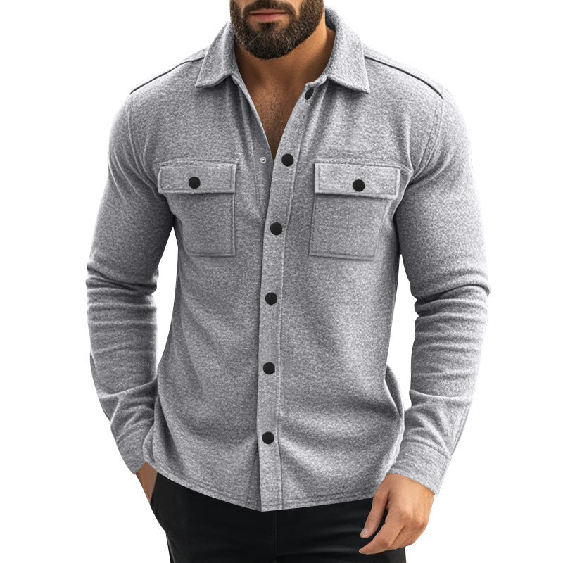 Men's Single-Breasted Lapel Jacket with Multi-Pockets