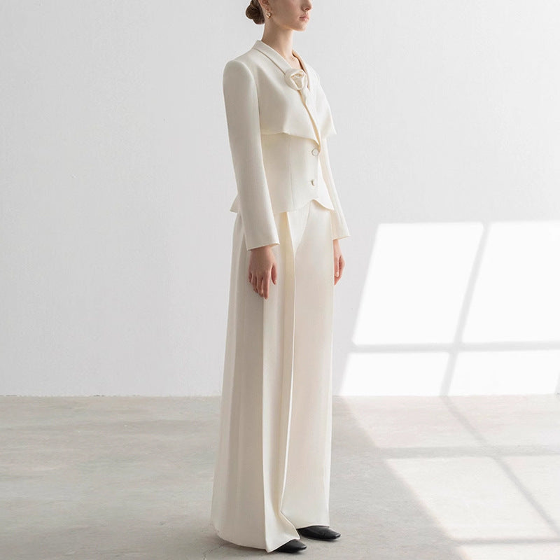 Apricot Women's Temperament Small Suit Outfit Polyester Trousers