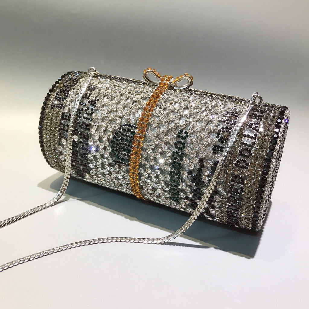 Pochette de Soirée Dollars Cristal Diamants 18x9x8.5cm