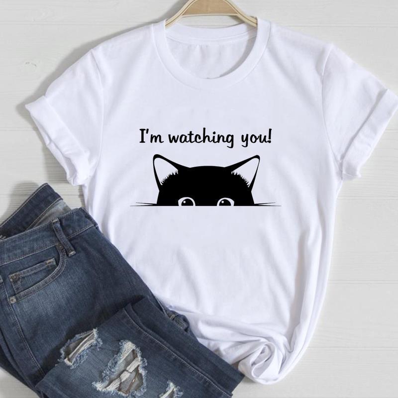 Cute Cat Printed European & American Short Sleeve T-Shirt
