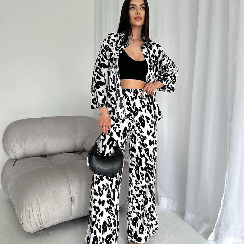 Gilet homewear manches longues imprimé aspect soie