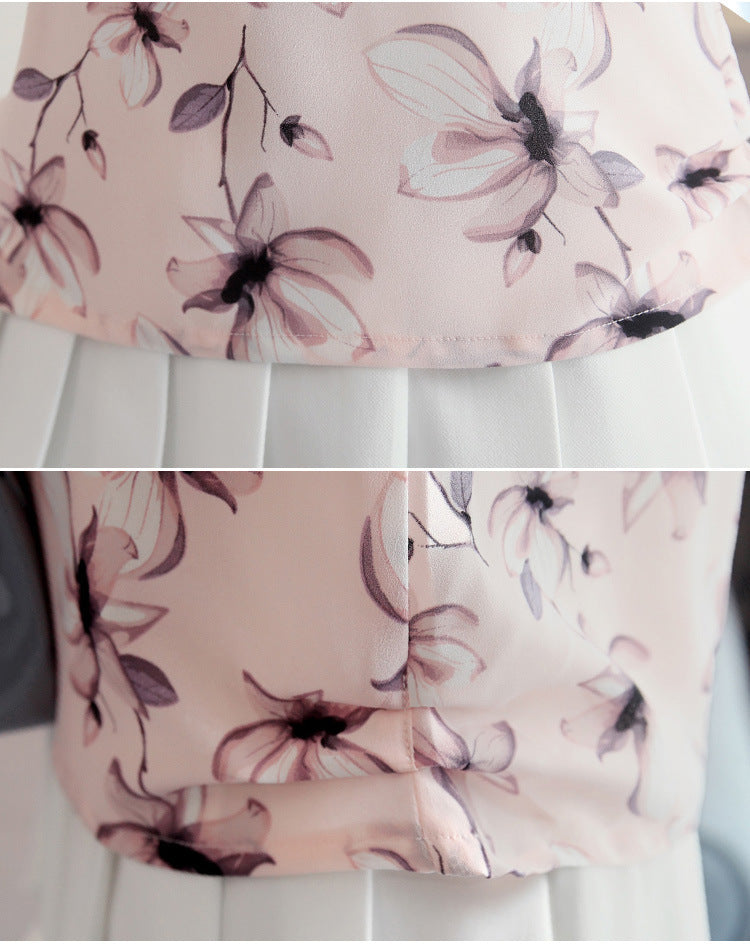 Haut en mousseline à volants fleuri rose épaules dénudées manches courtes pour femme, tailles M à XXL
