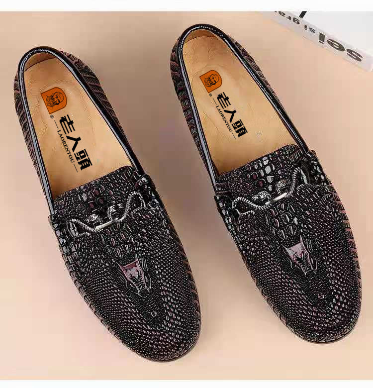 Mocassins en cuir embossé serpent à enfiler