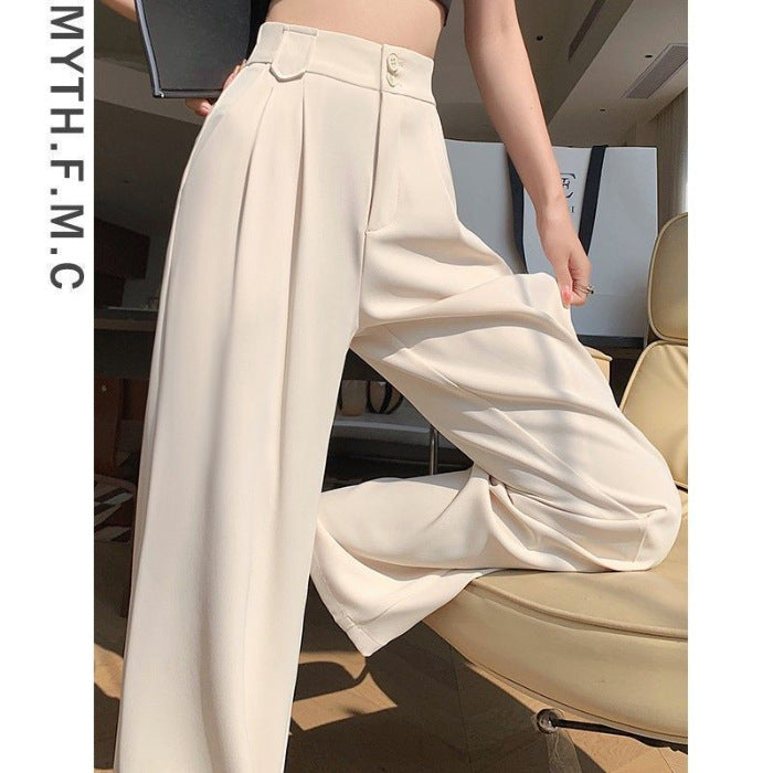 High Waist Narrow Ice Silk Wide-Leg Pants