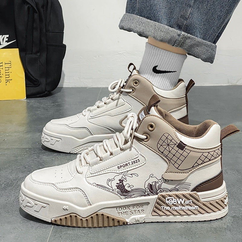 Chaussures de sport montantes décontractées d'été pour homme, beiges, blanches et bleues