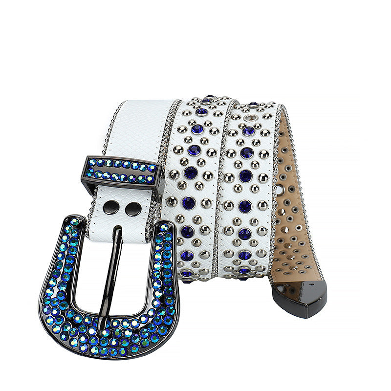 Diamond PU Leather Belt for Men and Women – Multiple Lengths