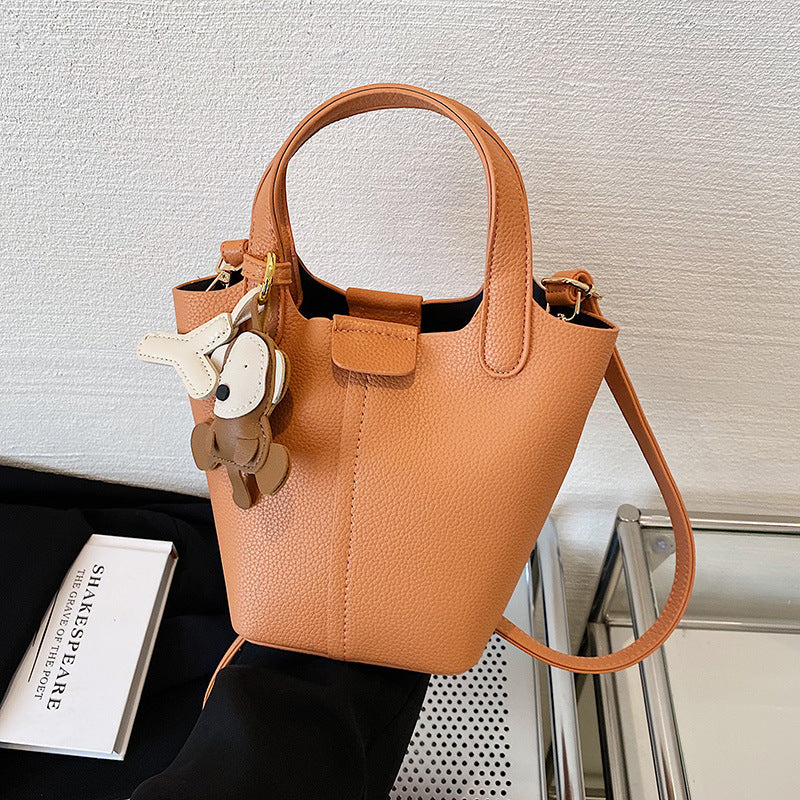 Popular Women's Small PU Bucket Bag Crossbody with Texture