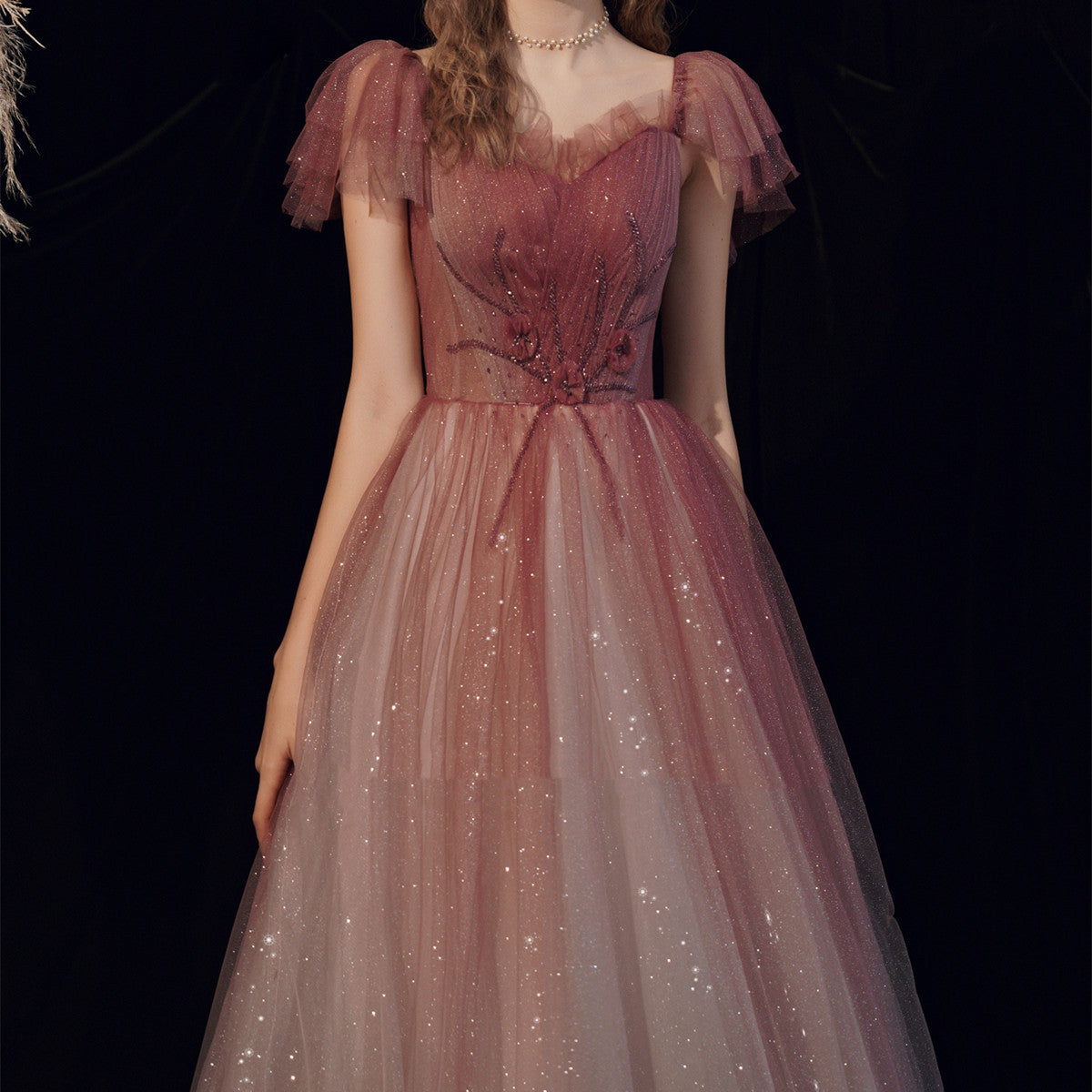 Robe de mariée coréenne dégradée rouge avec bandage pour femmes, tailles XS-L