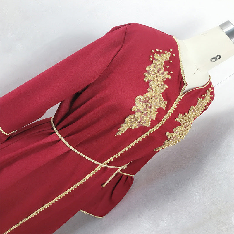 Middle East Women's Pearl Robe Dress in White, Red, Black, Blue - Sizes S-XXL