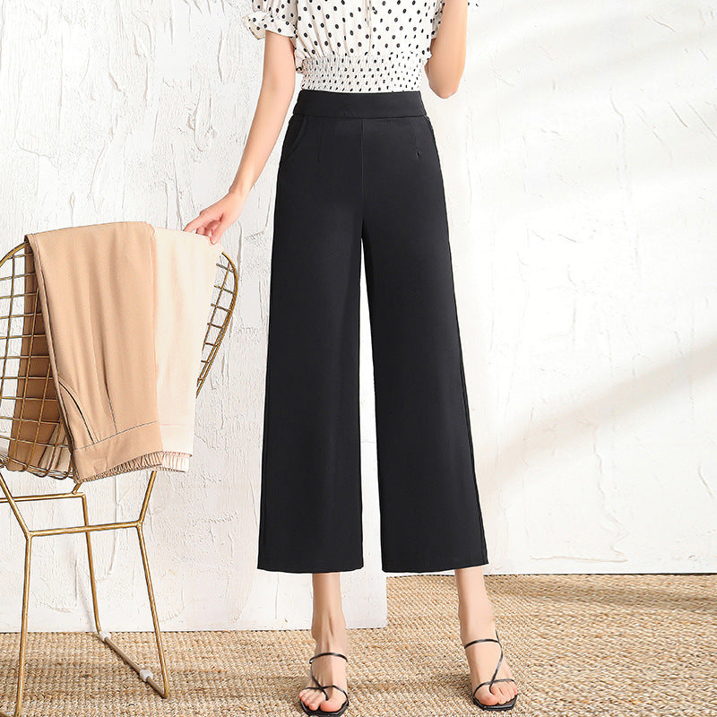 Pantalon droit ample taille haute pour femme