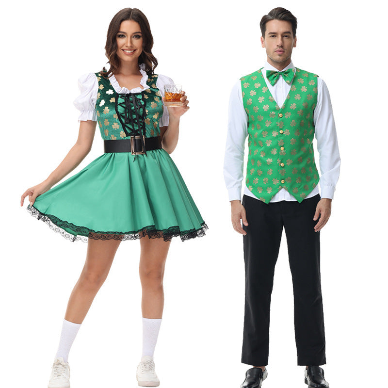 Robe de festival de bière traditionnelle en fibre de polyester verte