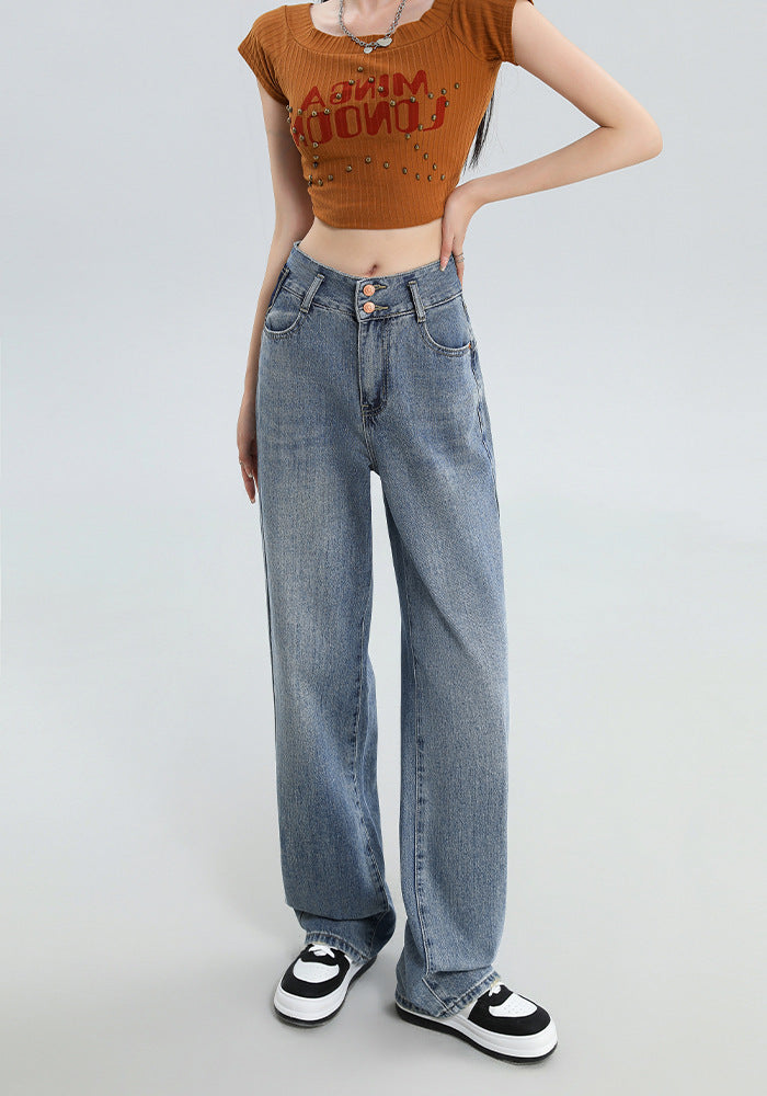 Wide Leg High Waist Denim Jeans for Women