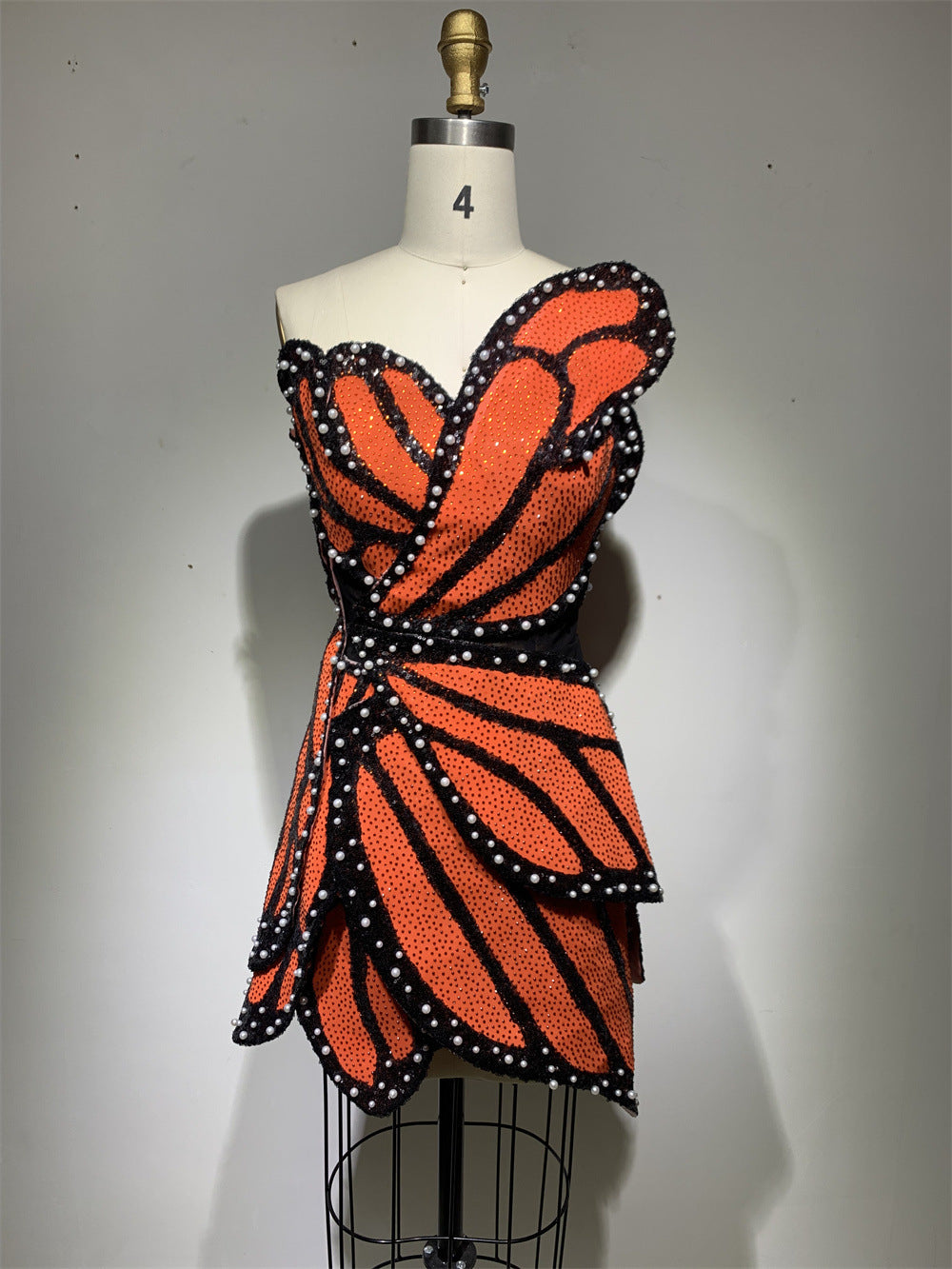 Robe Courte Asymétrique en Coton Orange pour Femme TP-TG
