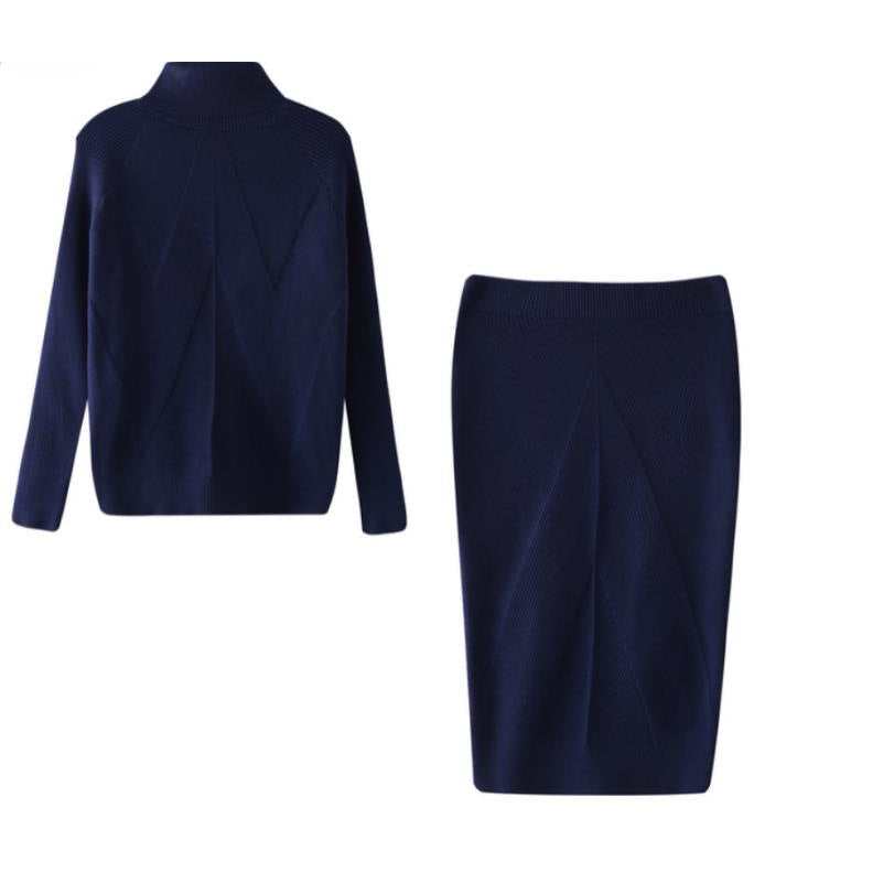 Pull col roulé tricoté de style européen et américain avec jupe chaude ajustée