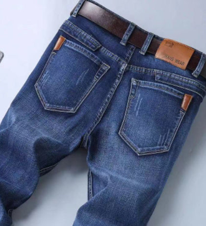 Jean droit ample stretch taille mi-haute pour homme – Jean décontracté pour le travail