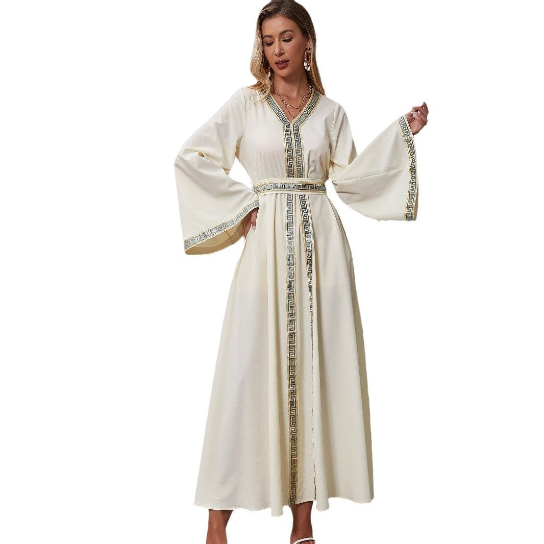Robe abaya arabe à manches longues tendance