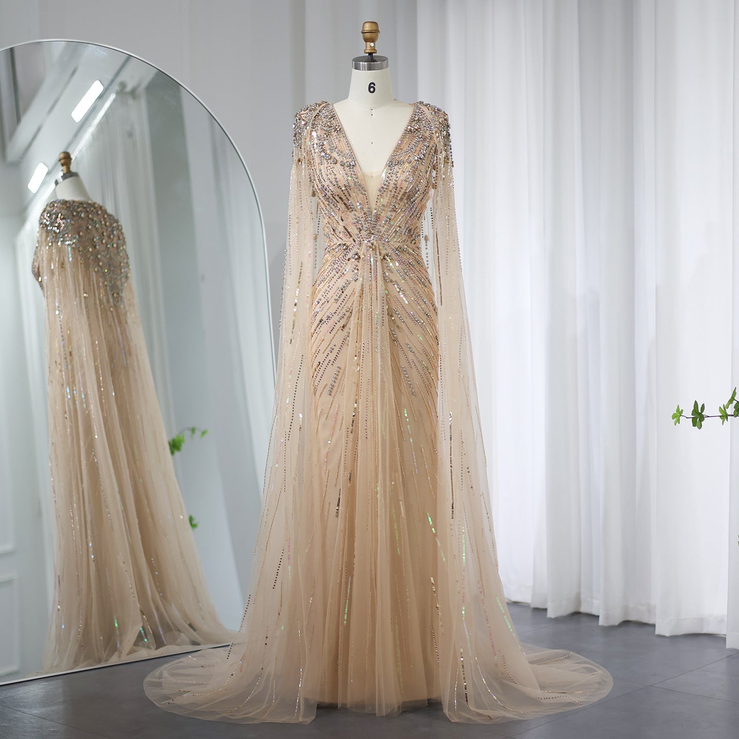 Elegant Long V-Neck Lace Dress in Multiple Colors