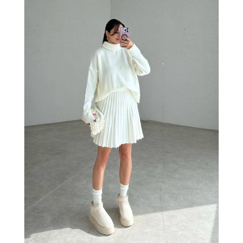 Ensemble deux pièces pour femme : pull et jupe courte, taille mi-haute, XS-XXXL