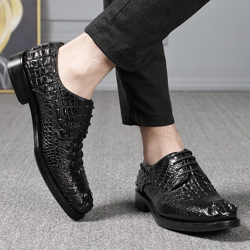 Handmade Men's Crocodile Leather Business Shoes Comfortable Formal
