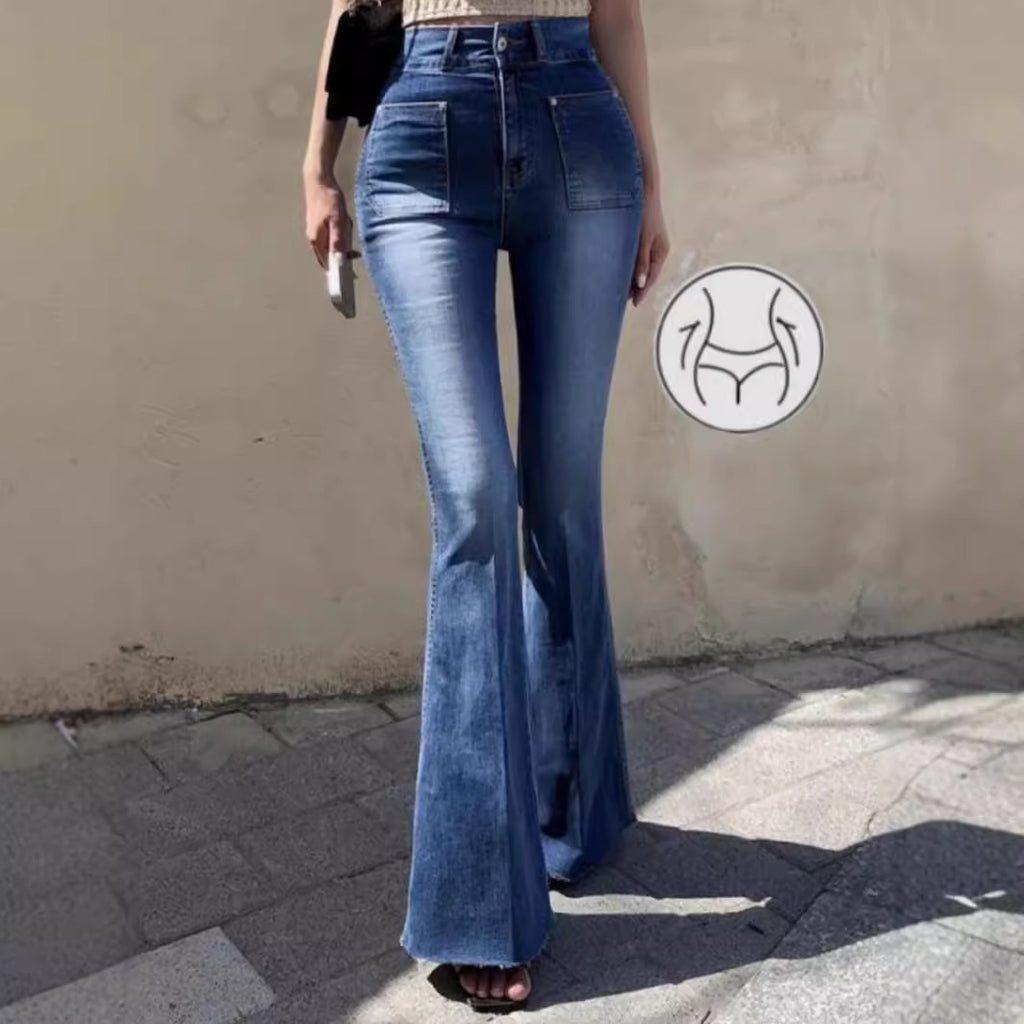 High Waist Retro Straight-Leg Denim Pants