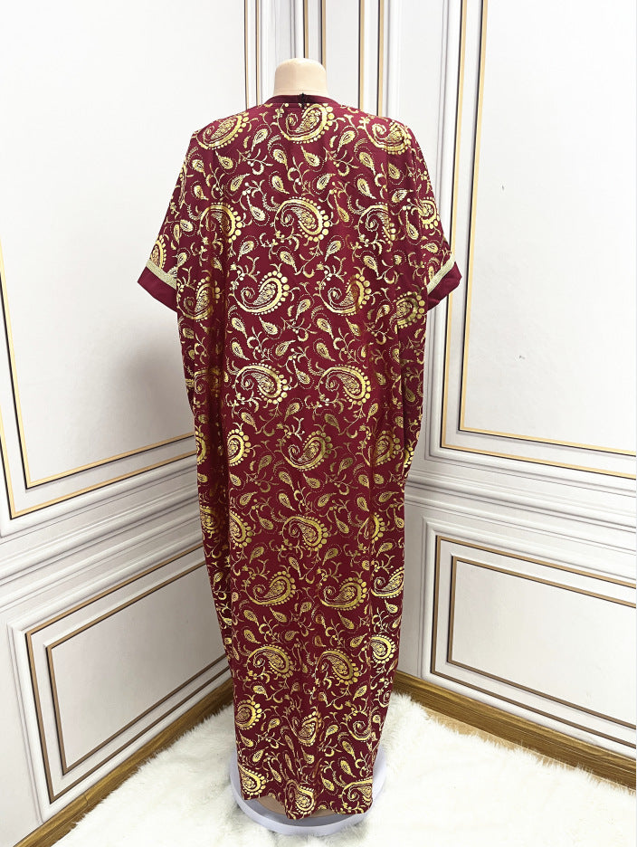 Printed Dress Suit Two-piece Dress Robe for Arabian Gulf Women