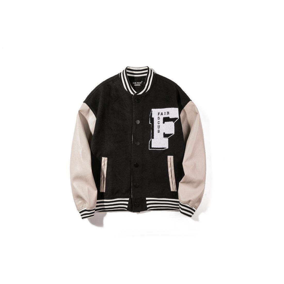 Hip-Hop Print Loose Hooded Jacket with Stitching Detail