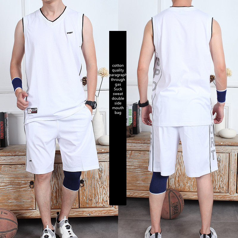 Sleeveless Cotton Polyester Vest and Running Shorts Sportswear