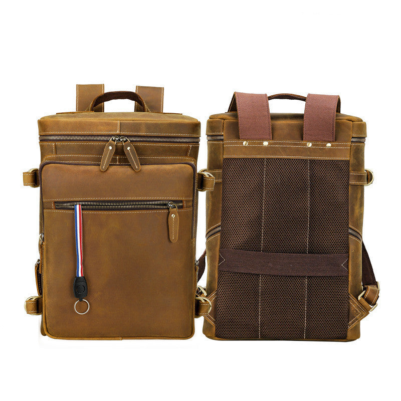 Retro Crazy Horse Leather Men's 16 Inch Large Capacity Computer Bag