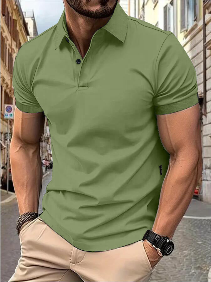 Men's Summer Solid Color Slim Fit Short Sleeve Tops