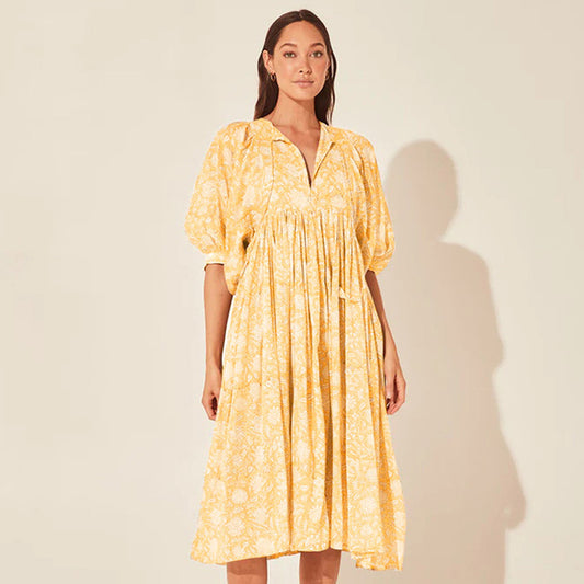 New Floral Fashion Women's Loose Plus Size Casual Half Sleeve Dress