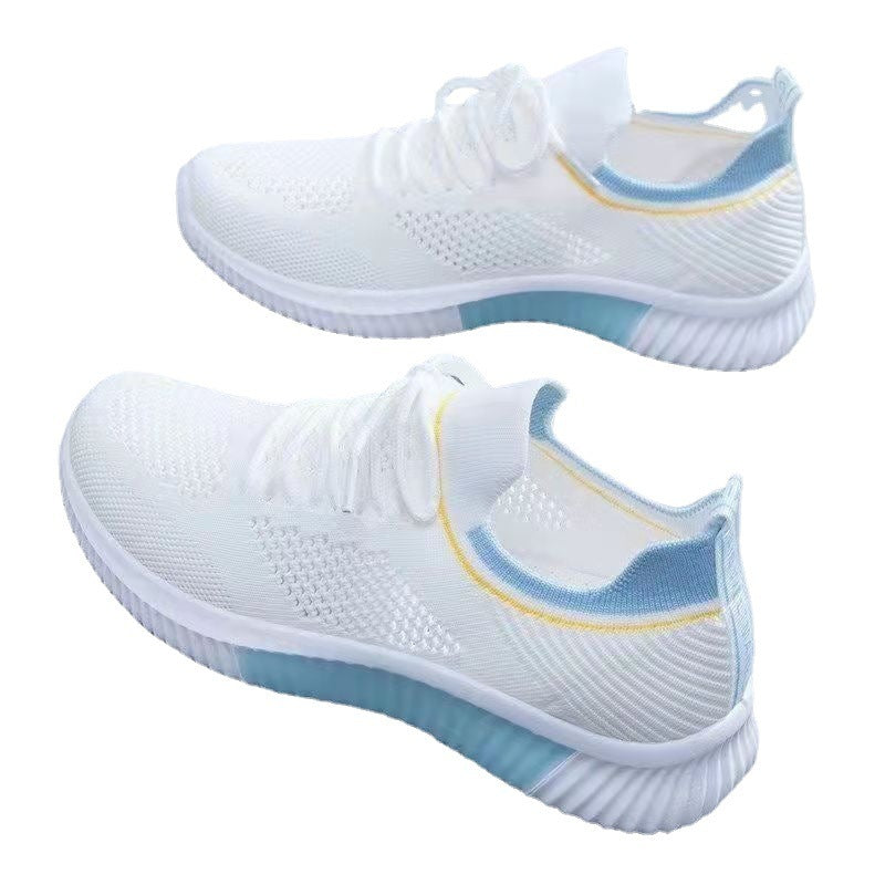 Chaussures basses blanches en mesh respirant Flyknit pour l'été