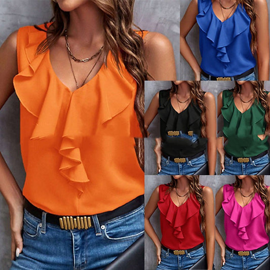Summer Fashion All-matching Lace V-neck Sleeveless Top