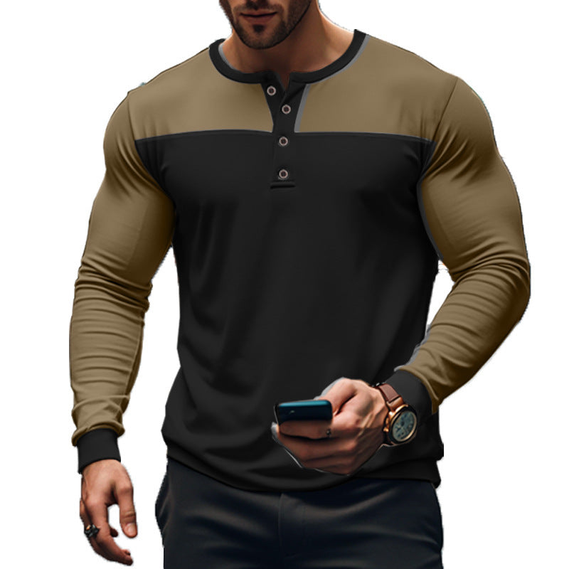 American Slim Fit Henley Shirt Pullover Long Sleeve