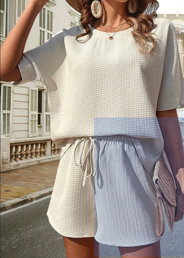 Ensemble deux pièces tailleur short jacquard à manches courtes pour femme, tailles S-3XL