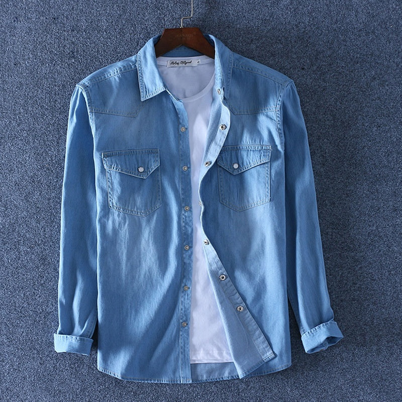 Chemise en jean de coton à manches longues pour homme