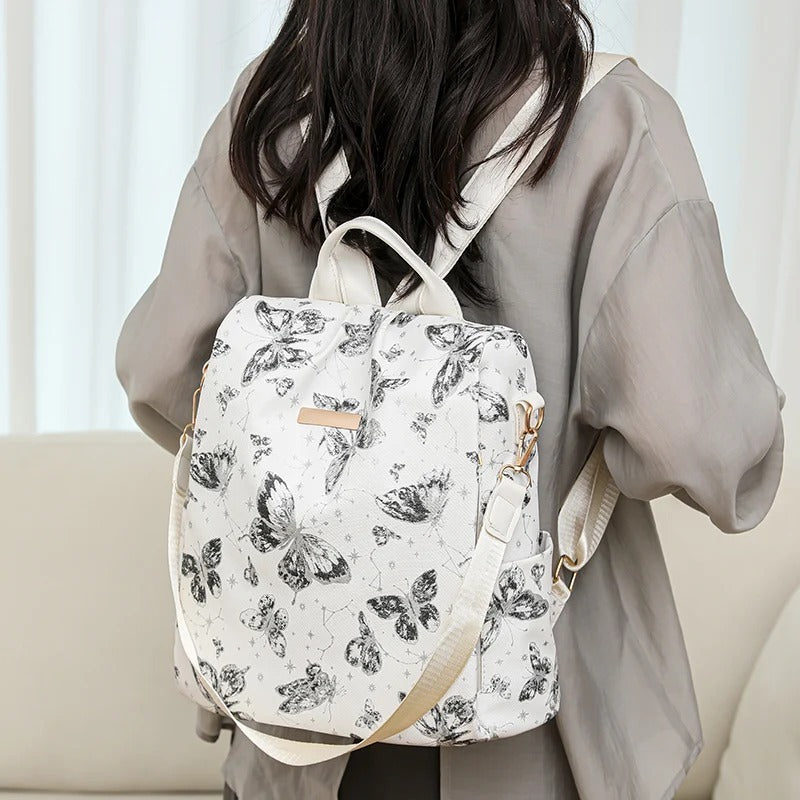 Sac à dos à bandoulière grande capacité motif papillon
