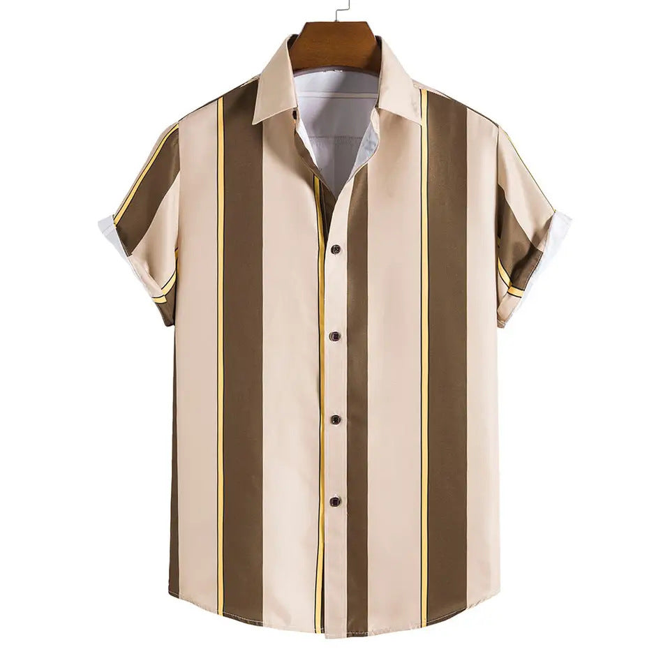 Chemise d'été rayée à manches courtes pour homme, tailles S-XXXL