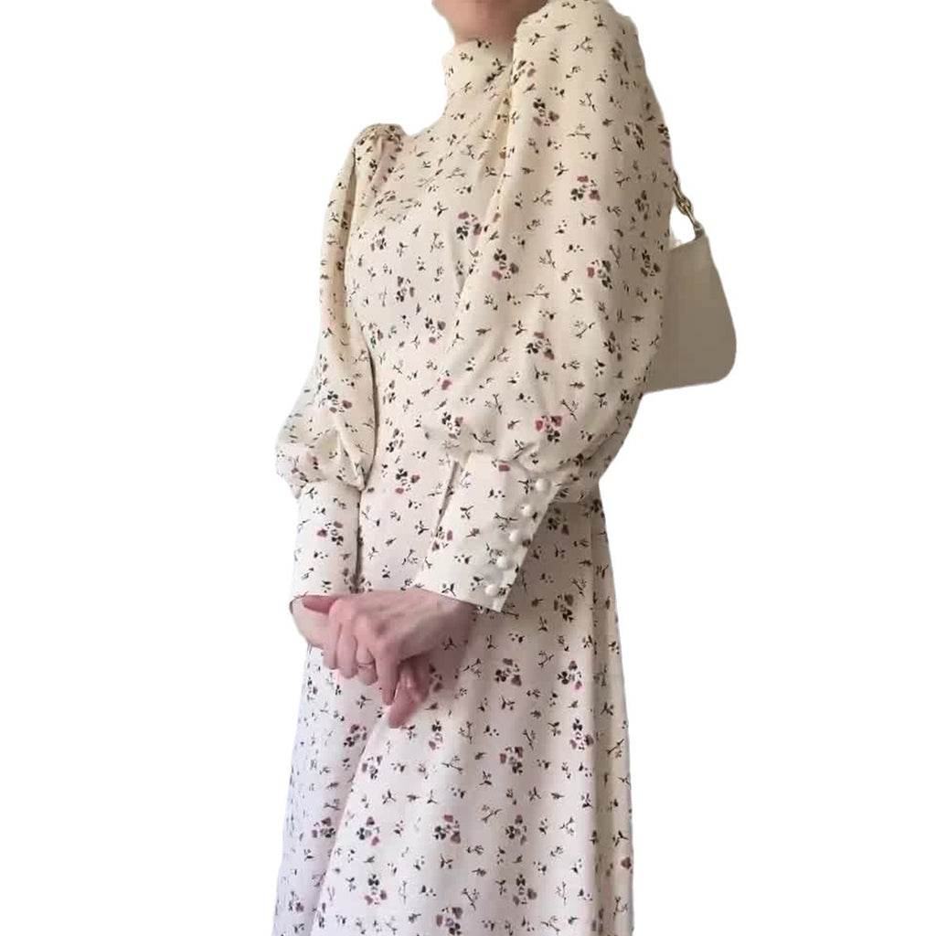 Robe longue ample à fleurs et manches longues avec broderie 3D